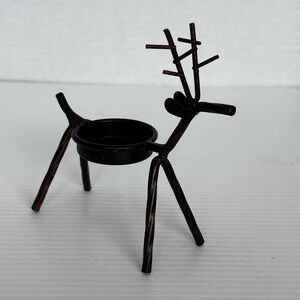 Brown Metal Reindeer Tea Light Candle Holder Christmas Decor 5”